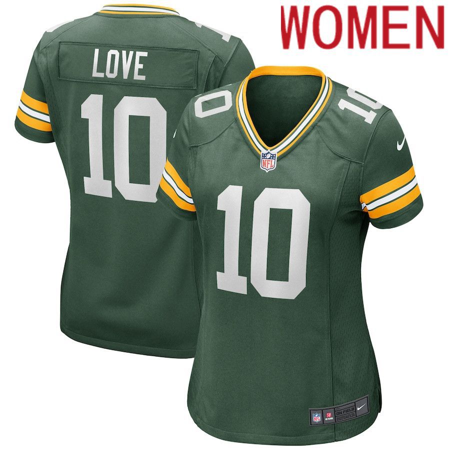 Women Green Bay Packers #10 Jordan Love Nike Green Game NFL Jersey->women nfl jersey->Women Jersey